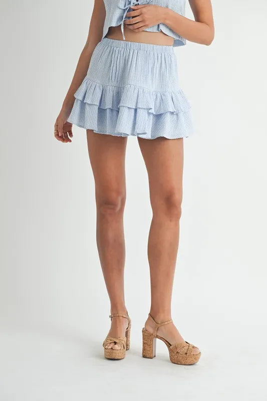 MABLE Gingham Plaid Crop Top and Mini Skirt Set - Clothes For Her Online Store