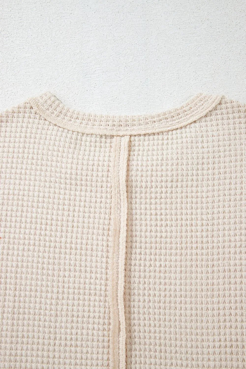 Solid Color Textured Seamed Short Sleeve Top
