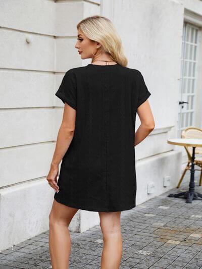Round Neck Short Sleeve Mini Dress - Clothes For Her Online Store