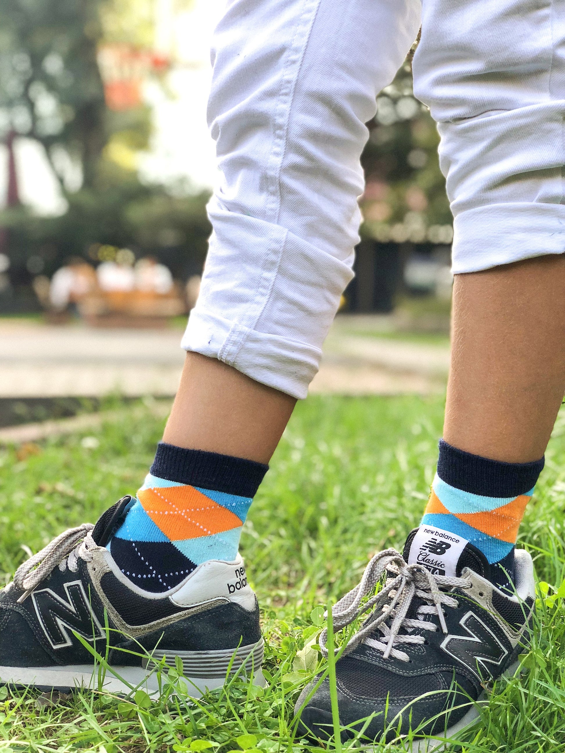 Kids Vibrant Sky Argyle Socks