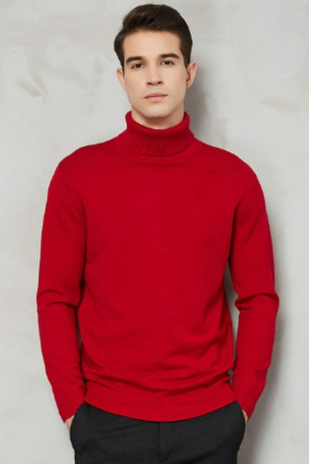 Men's Plus Size Turtleneck Long Sleeve Sweater