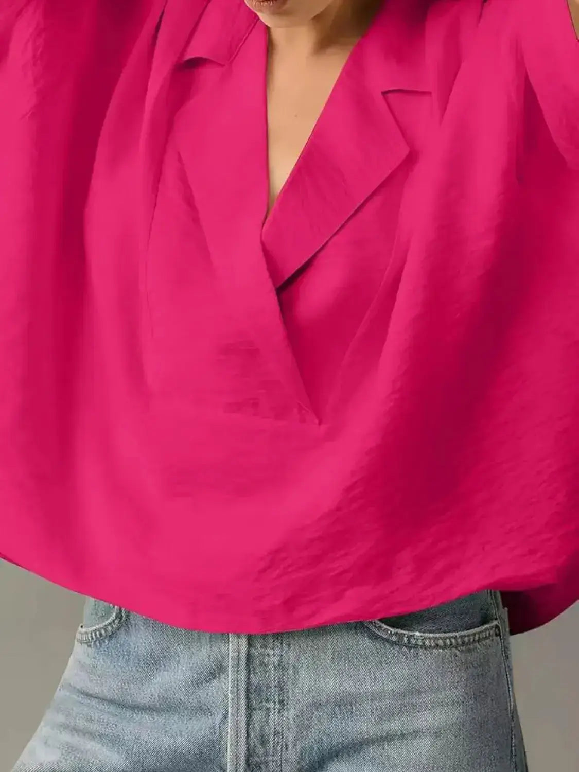 Collared Neck Half Sleeve Blouse - Clothes For Her Online Store