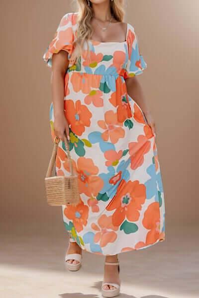Plus Size Printed Short Sleeve Dress - Clothes For Her Online Store