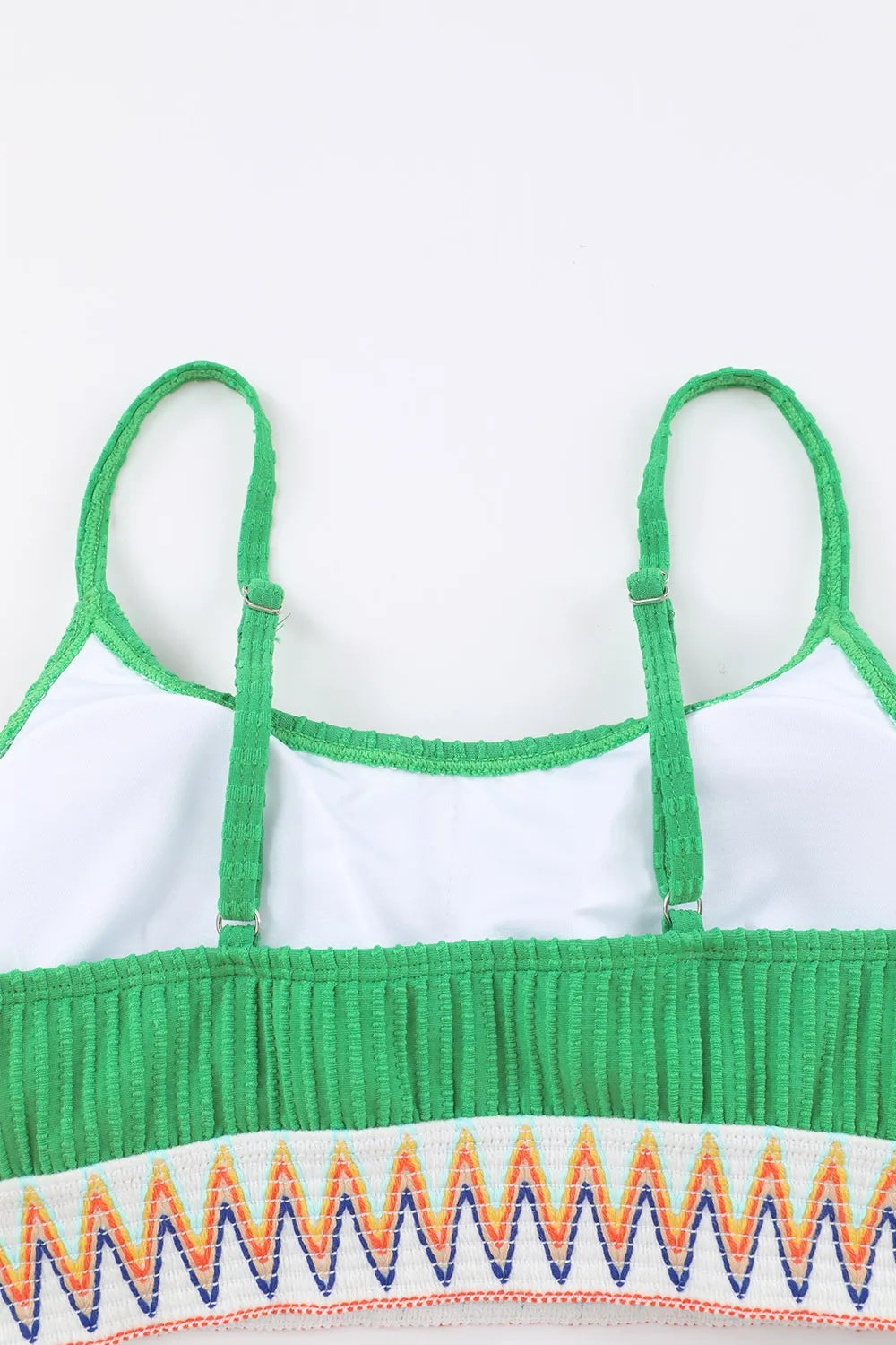 Textured Contrast Banding Bikini High Waist 2pcs Swimsuit