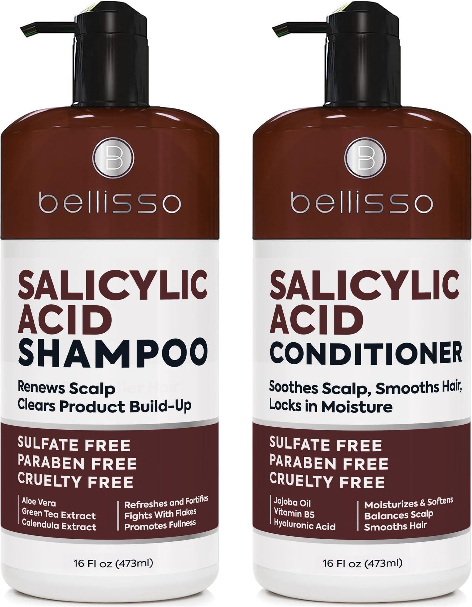 Salicylic Acid Shampoo and Conditioner Set Scalp Exfoliator Formula for