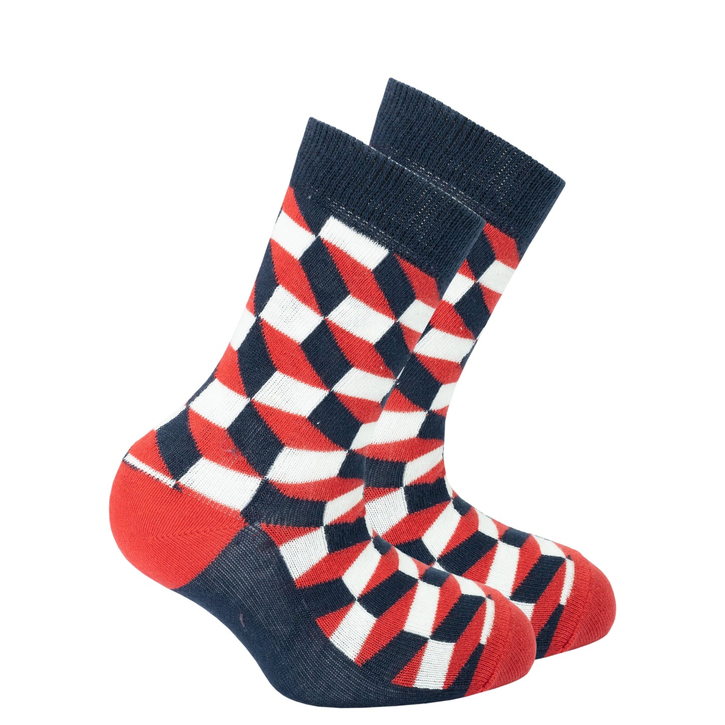 Kids Navy-Red Block Socks