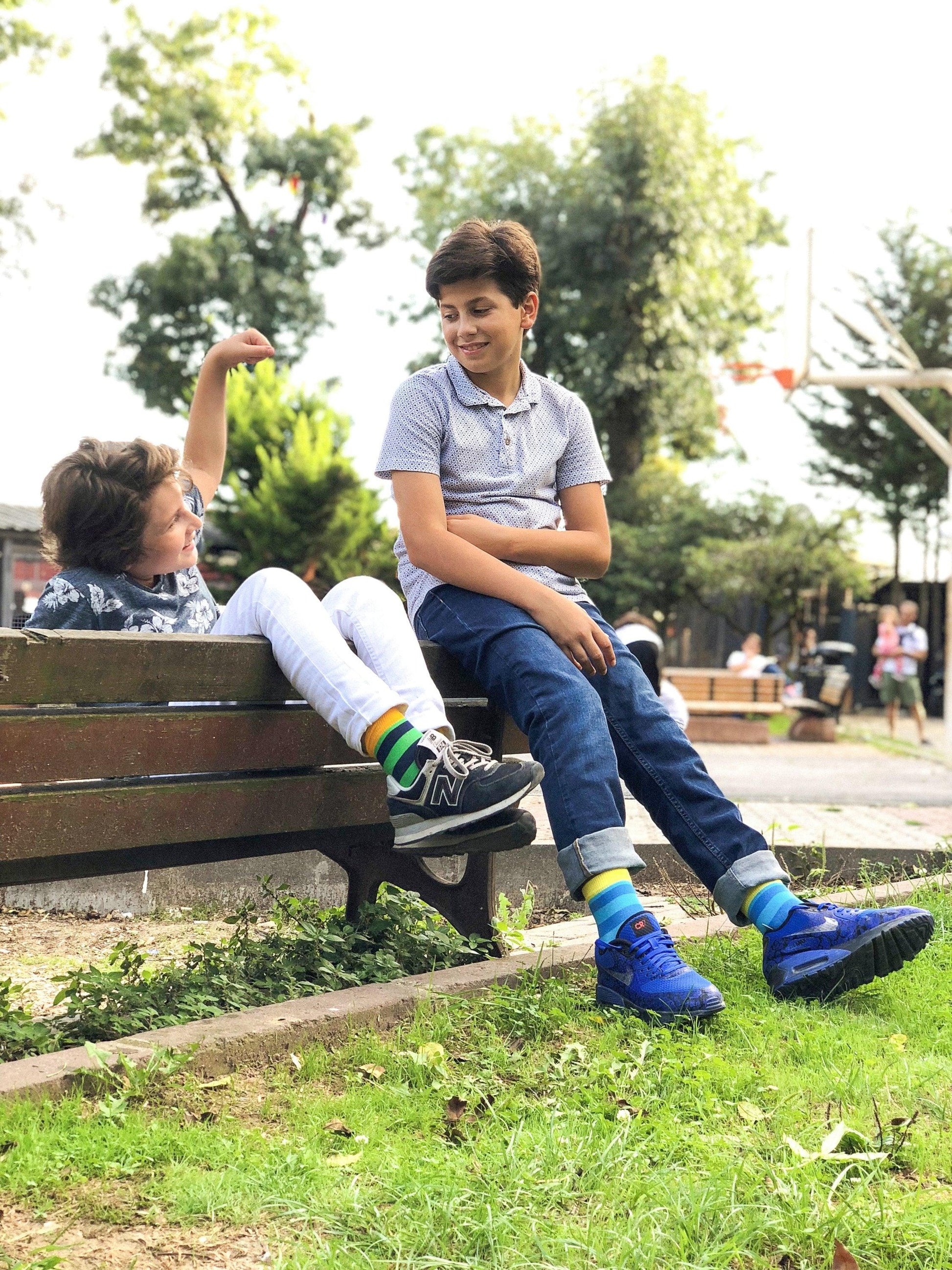 Kids Yellow Sky Stripe Socks