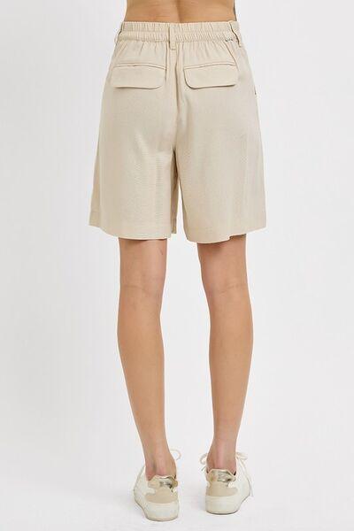 RISEN High Rise Pleated Front Shorts