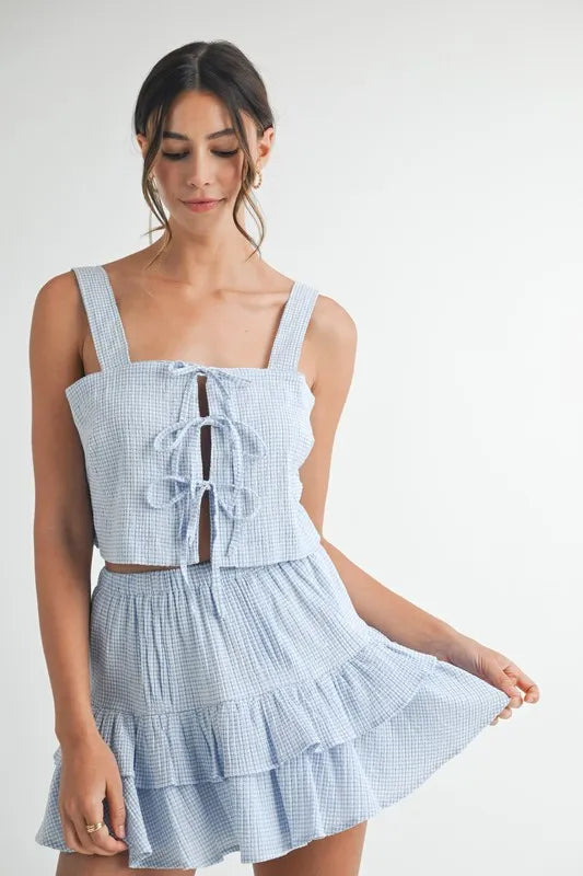 MABLE Gingham Plaid Crop Top and Mini Skirt Set - Clothes For Her Online Store