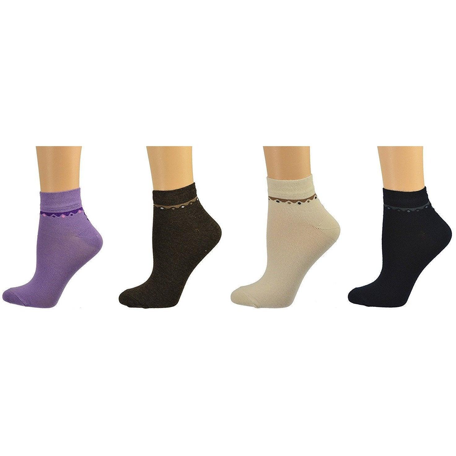 Women's Bamboo Low Cut 4 Pair Pack Multi Color Socks