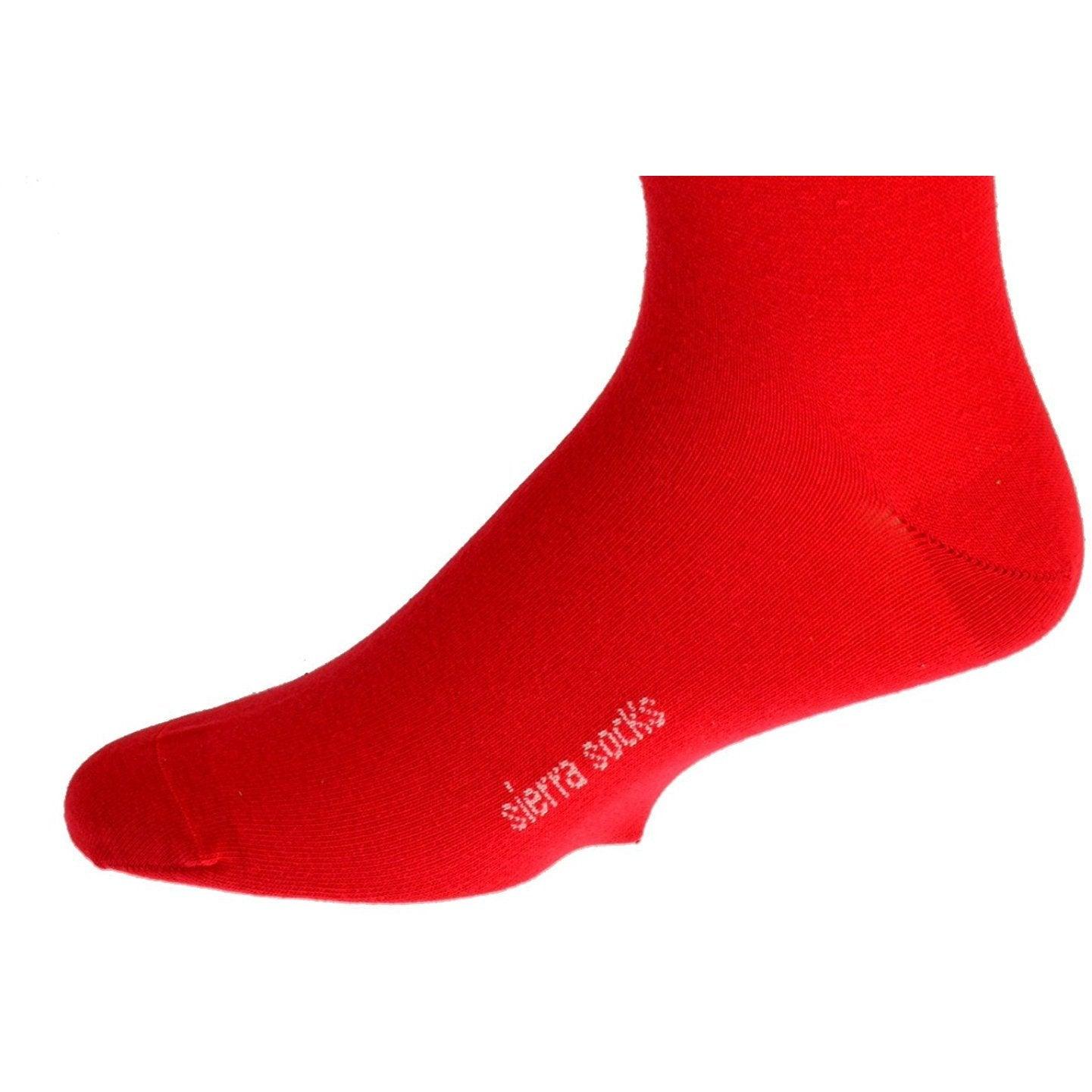 Sierra Socks Men's Crew Cotton Solid Vibrant Colorful Seamless Toe