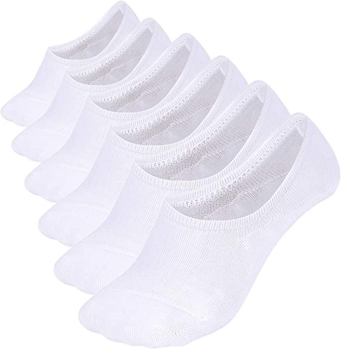 Comfort Rich Men's No Show Socks - Black, and White Cotton, Size 10-13