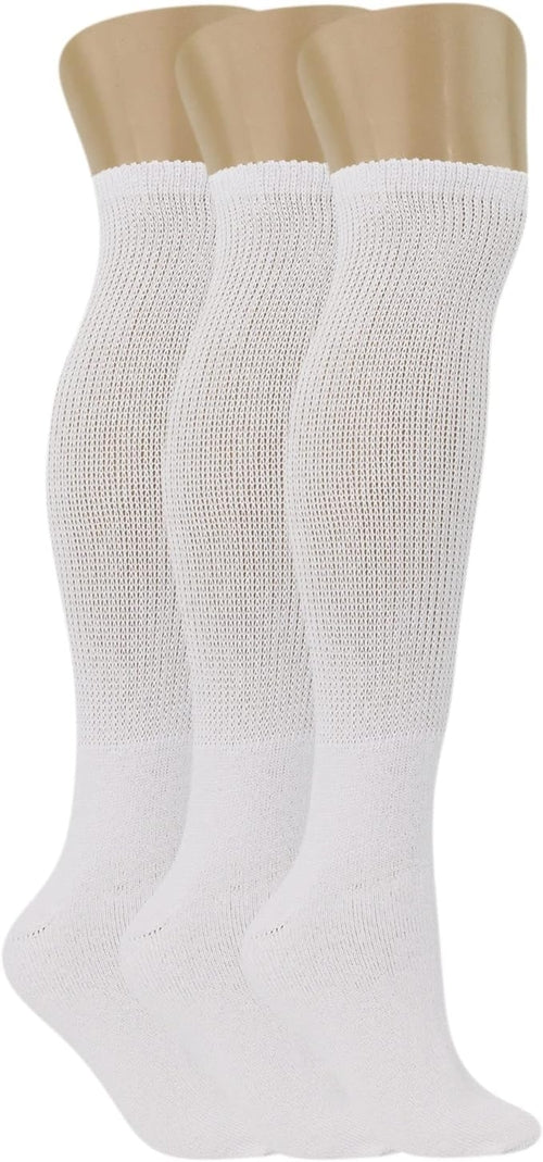 Men's Diabetic Over the Calf Knee Socks, Non-Binding, 3 Pairs, Size