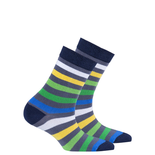 Kids Grey Emerald Stripe Socks