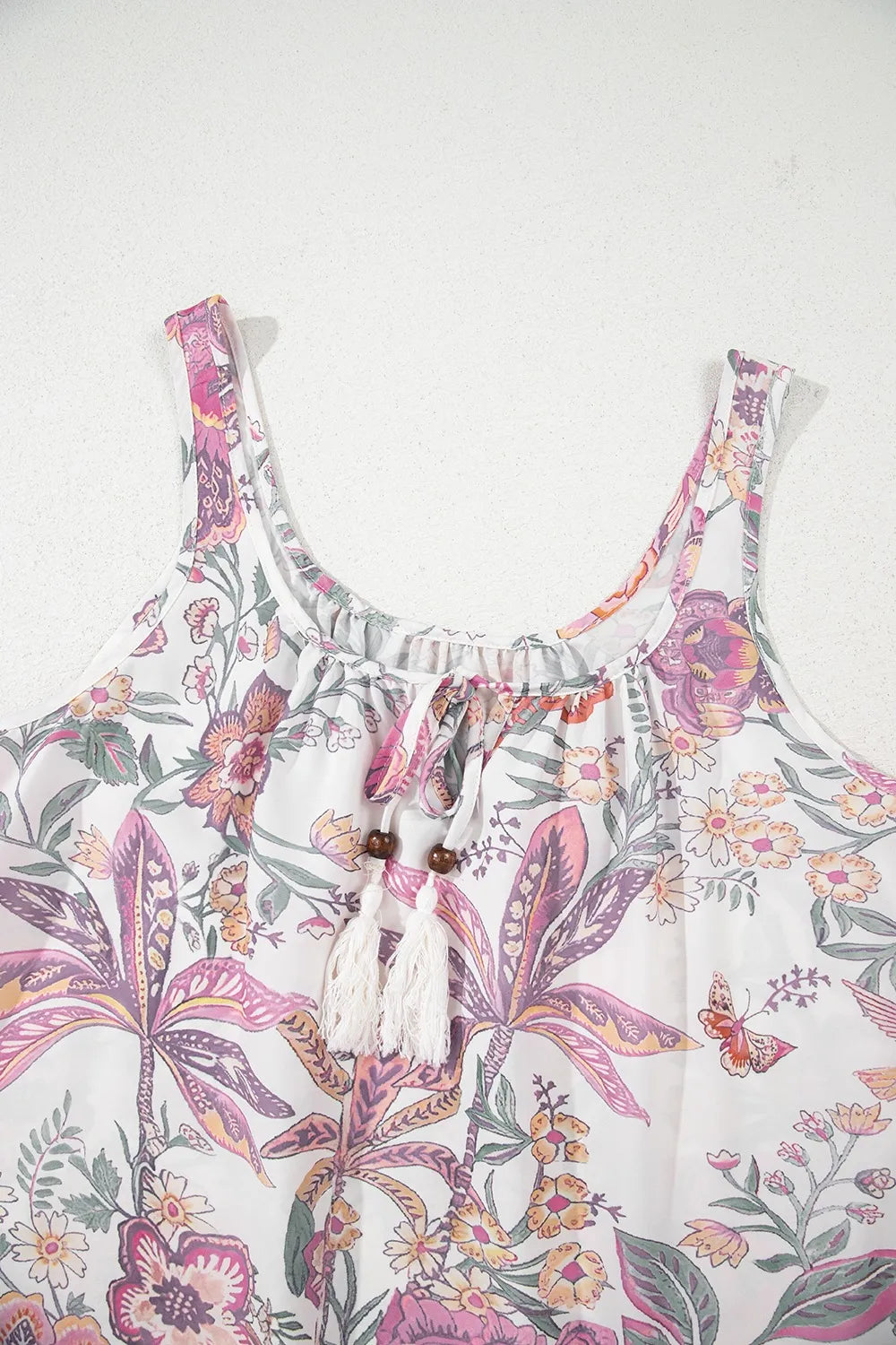 Multicolour Floral Tie Neck Sleeveless Mini Dress