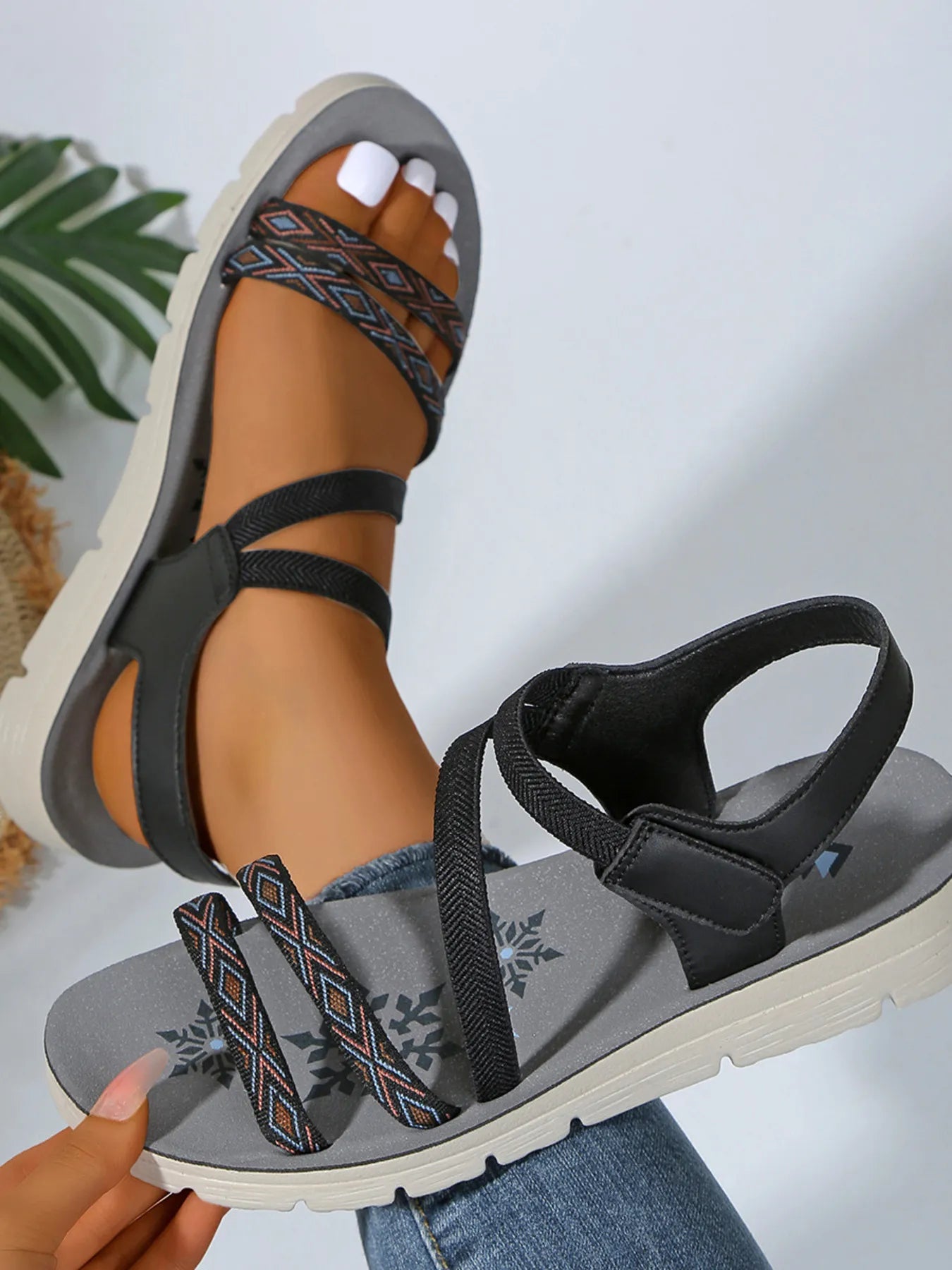 Open Toe Velcro Strap Sandals