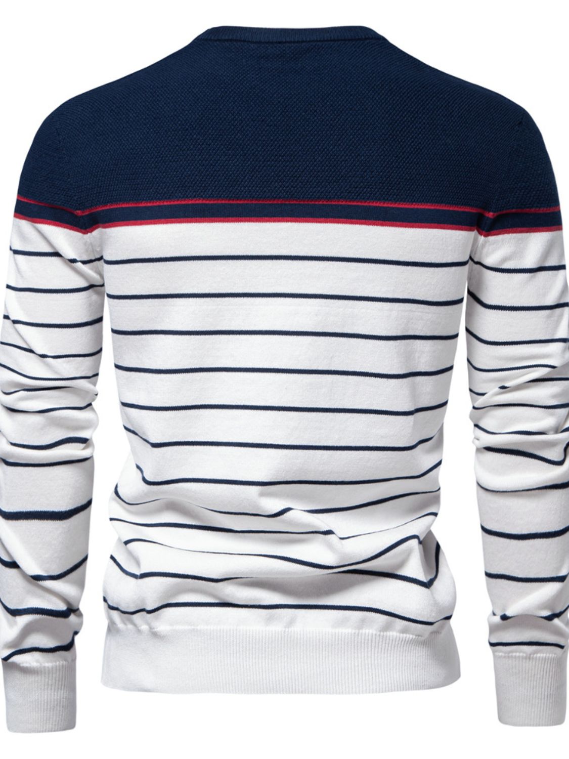 Men's Striped Round Neck Long Sleeve Sweater - Clothes For Her Online Store
