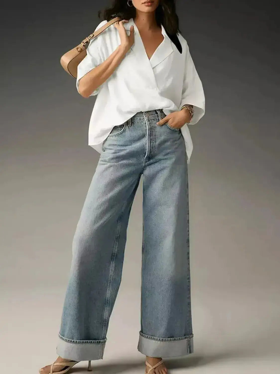 Collared Neck Half Sleeve Blouse - Clothes For Her Online Store