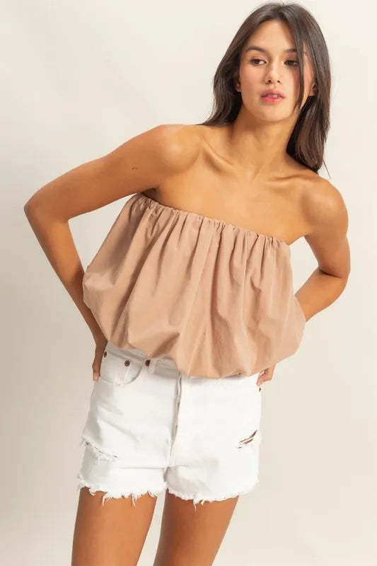 HYFVE Trendy Strapless Bubble Top