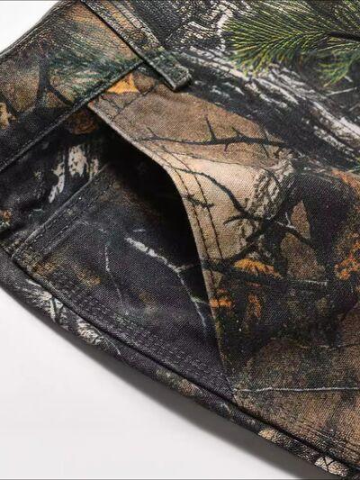 Men's Camouflage Leaf-Print Cargo Jeans