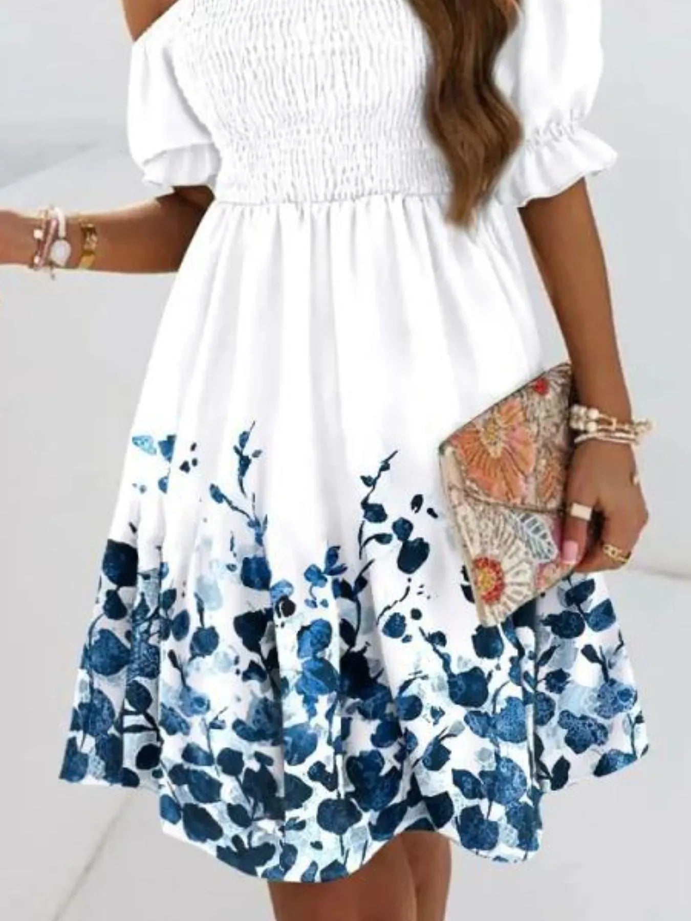 Off Shoulder Smocked Summer Dress