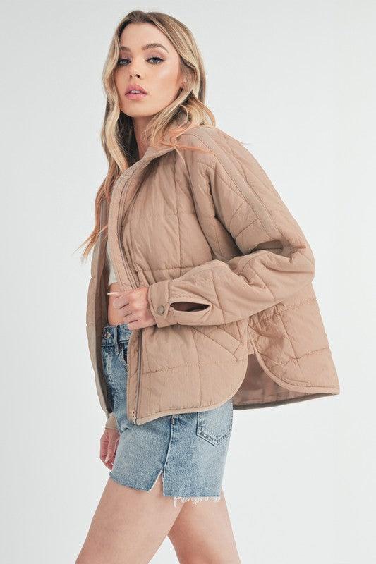 Aemi + Co Quilted Zip Up Puffer Jacket