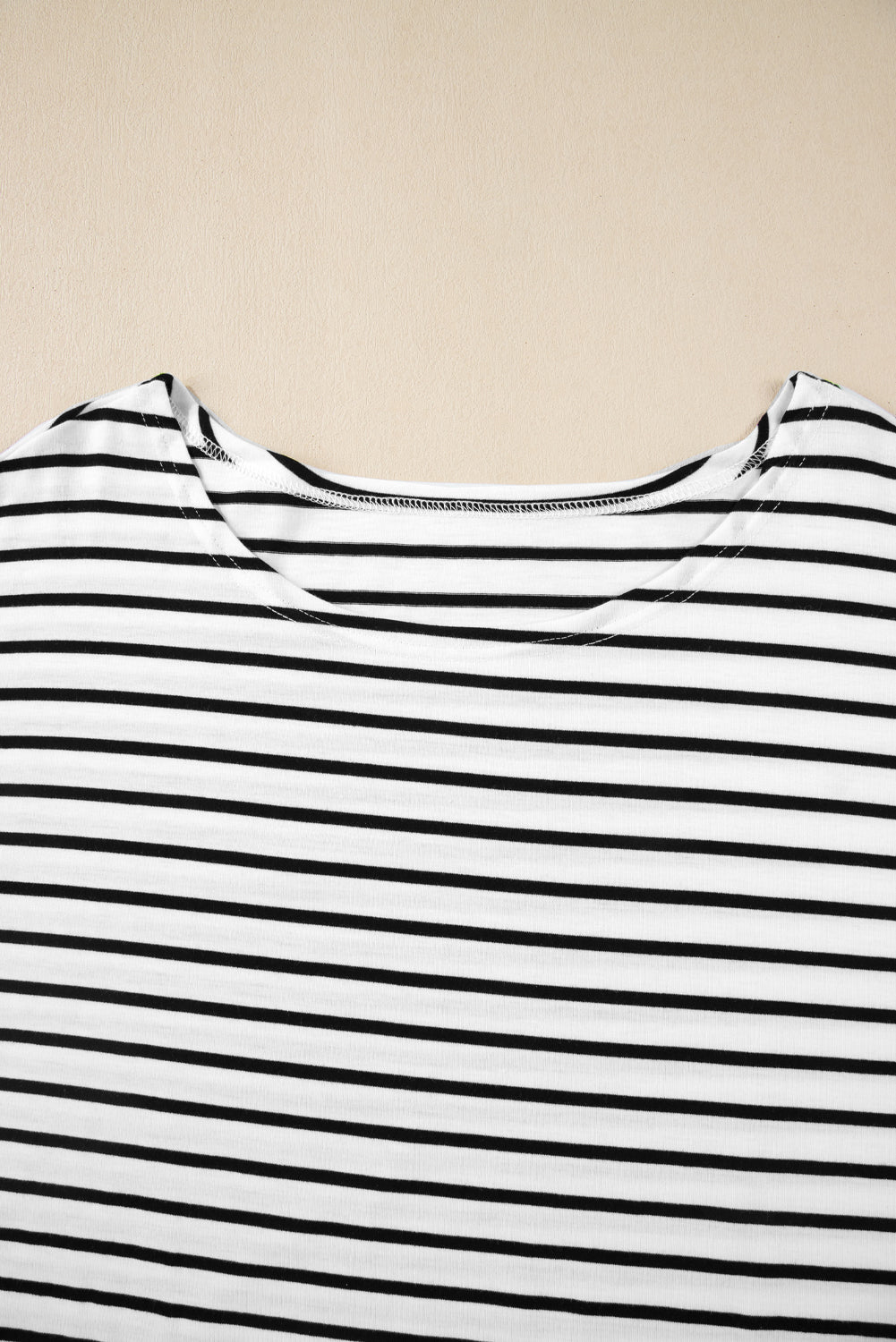 Stripe Half Sleeve Scoop Neck Top