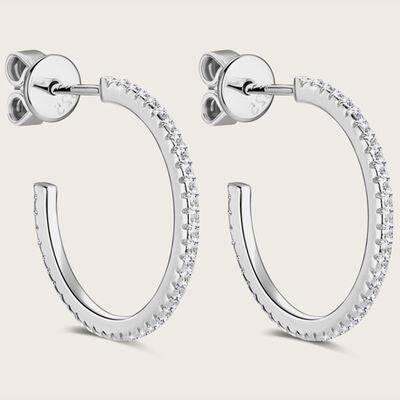 Inlaid Moissanite 925 Sterling Silver C-Hoop Earrings - Clothes For Her Online Store