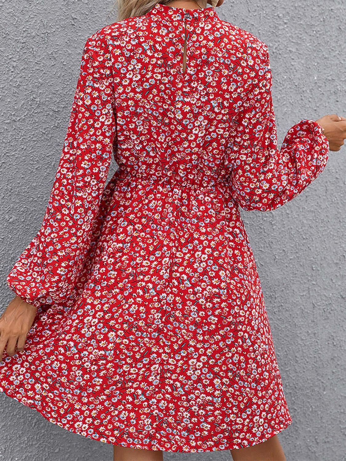 Ivy Lane Floral Mock Neck Long Sleeve Dress - Clothes For Her Online Store