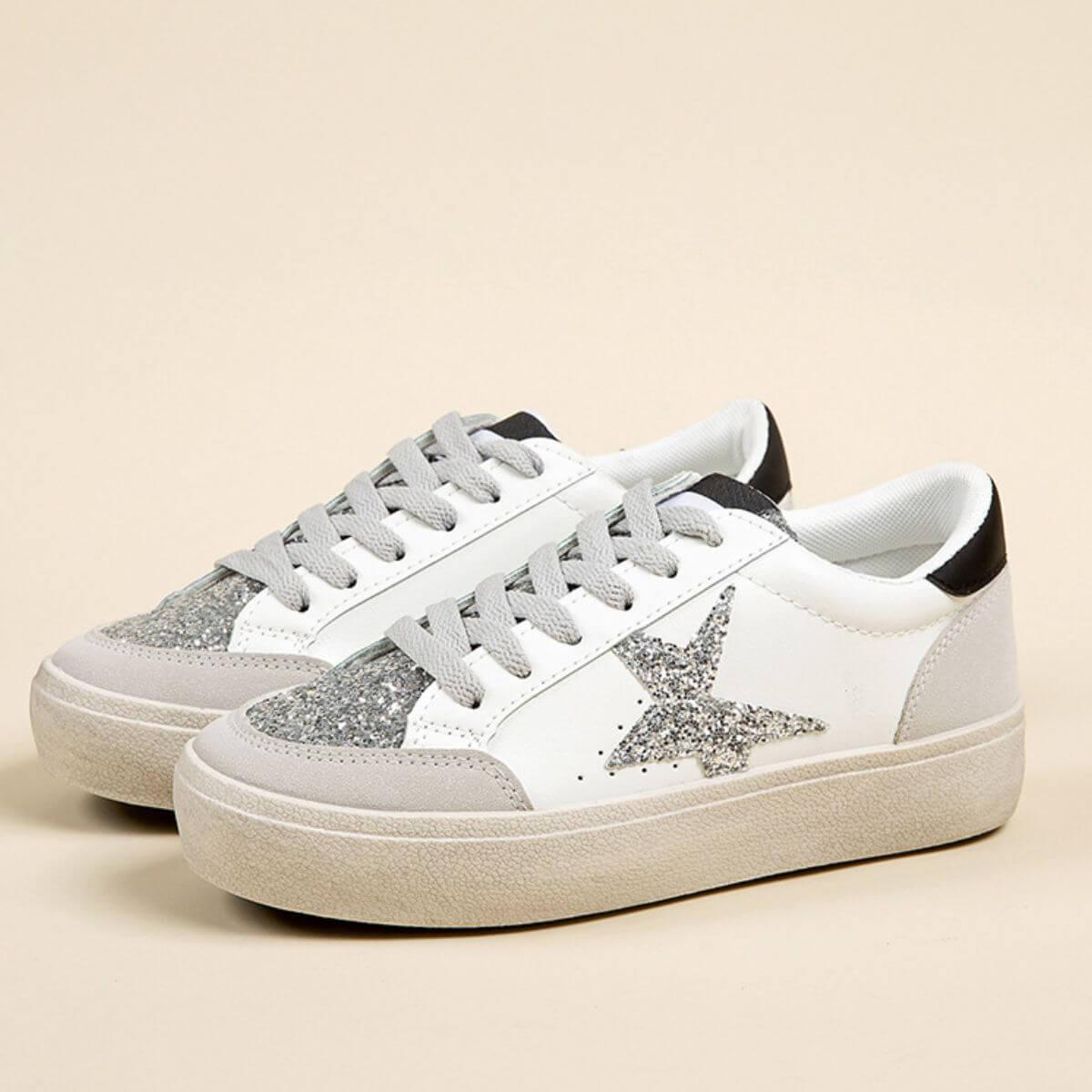 Star Sequin Round Toe Platform Sneakers