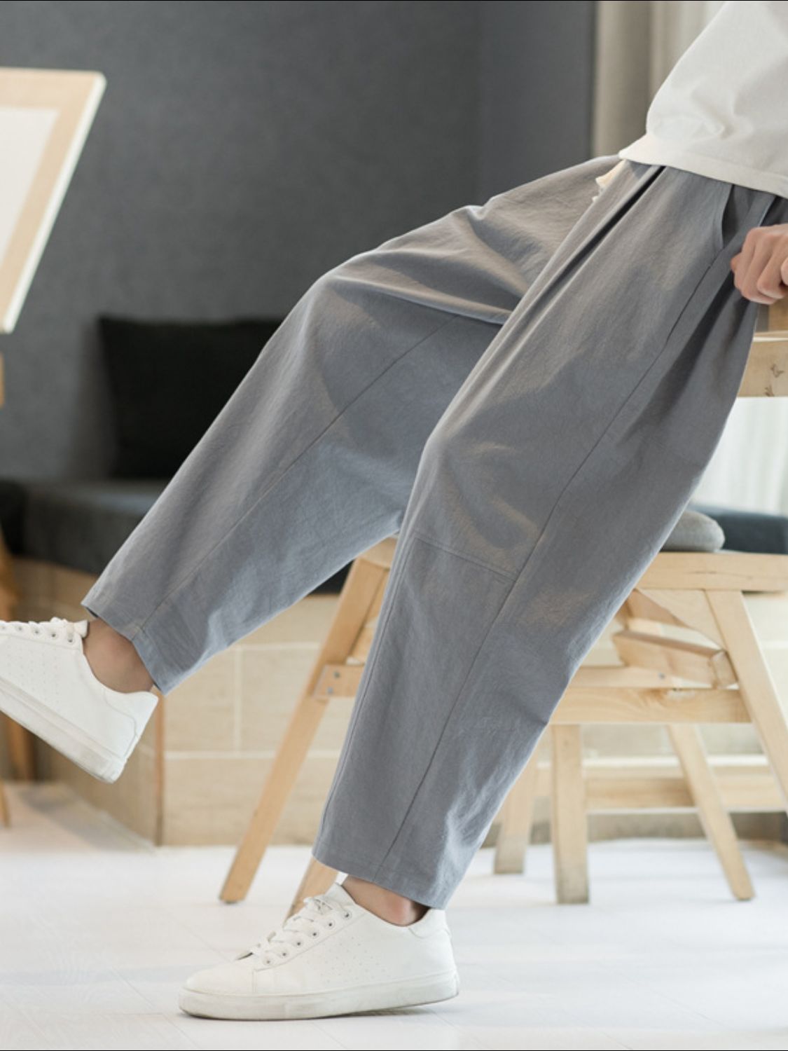 Men's Plus Size Cropped Straight Pants - Clothes For Her Online Store