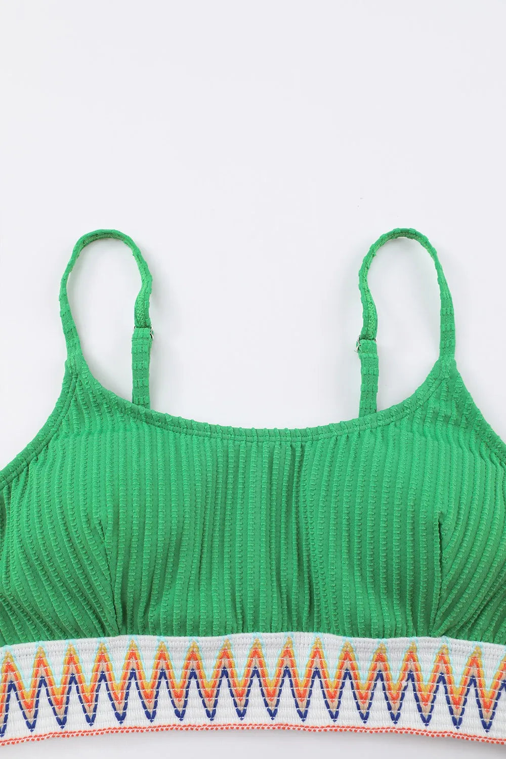 Textured Contrast Banding Bikini High Waist 2pcs Swimsuit