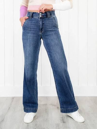 Washed Straight Leg Jeans