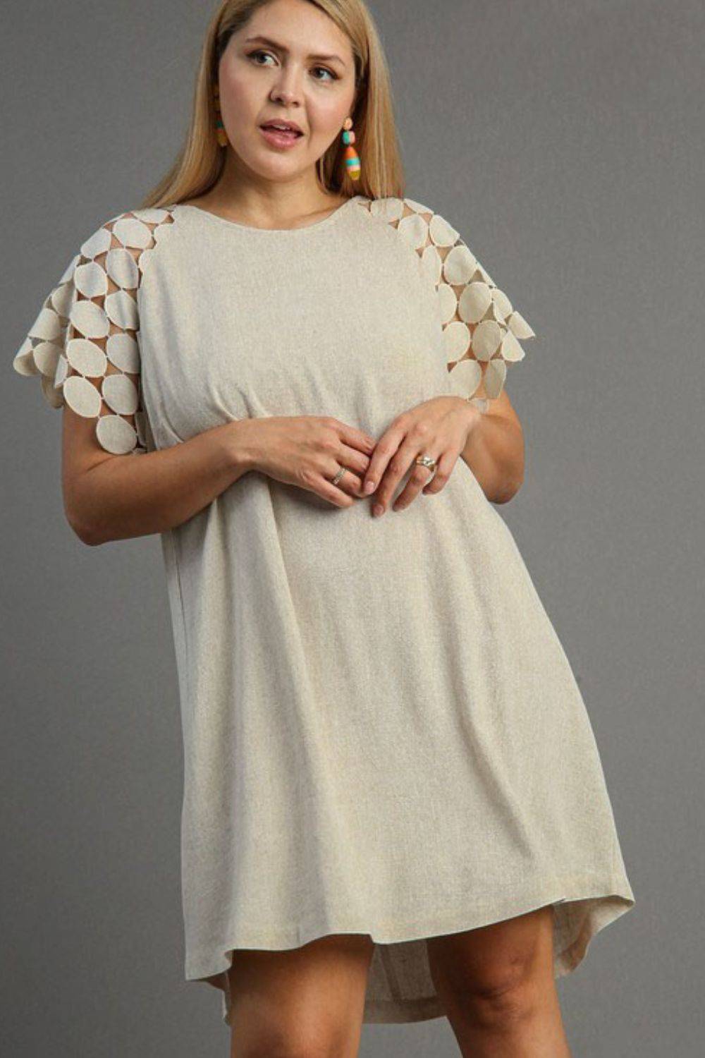 Umgee Full Size Round Neck Mini Dress Plus Size - Clothes For Her Online Store