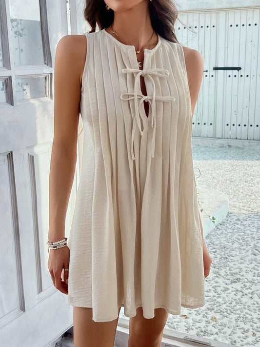 Devine Pleated Sleeveless Mini Dress - Clothes For Her Online Store