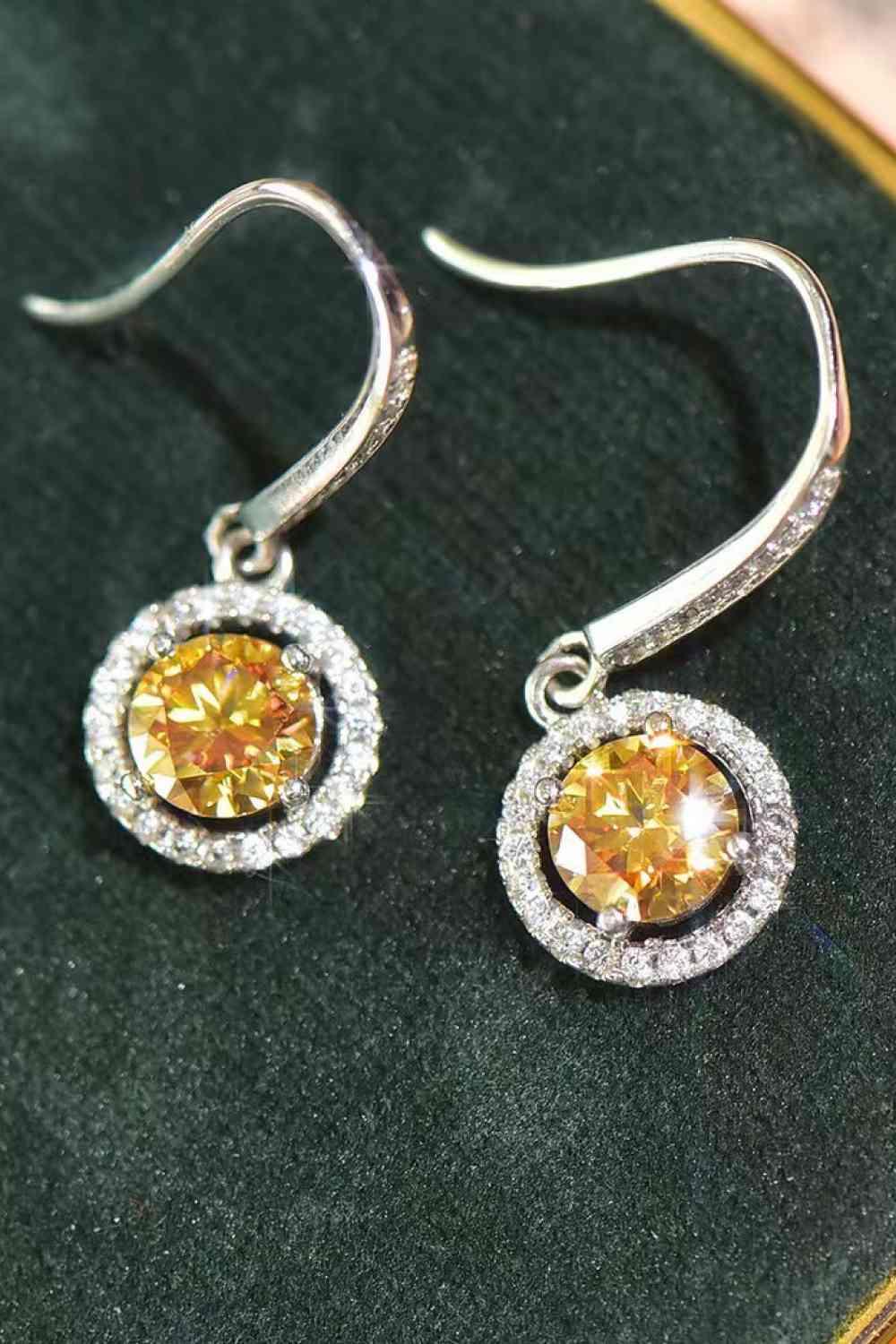 Platinum-Plated 2 Carat Moissanite Drop Earrings - Clothes For Her Online Store