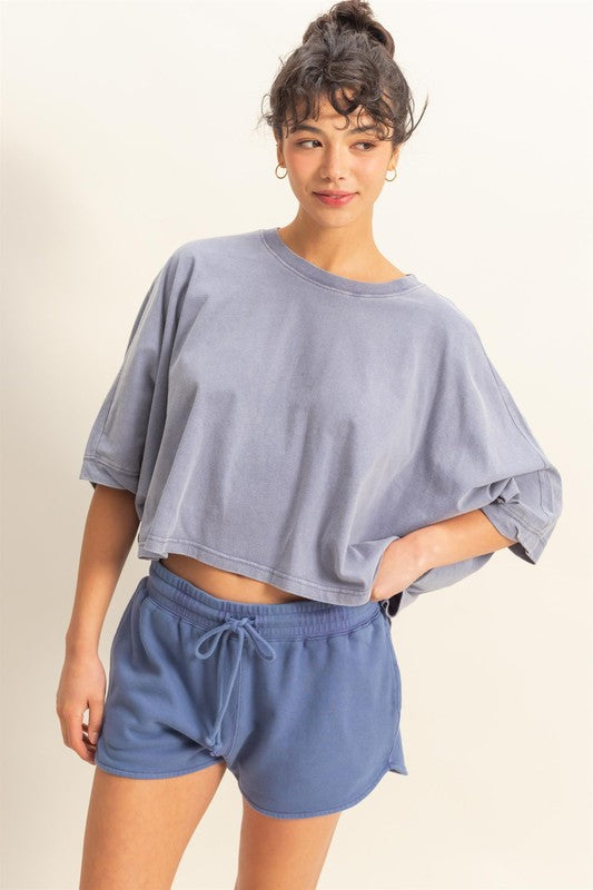 HYFVE Lightweight Round Neck Batwing Sleeve T-Shirt - Clothes For Her Online Store