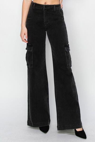 Risen Full Size High Rise Wide Leg Cargo Jeans - Clothes For Her Online Store