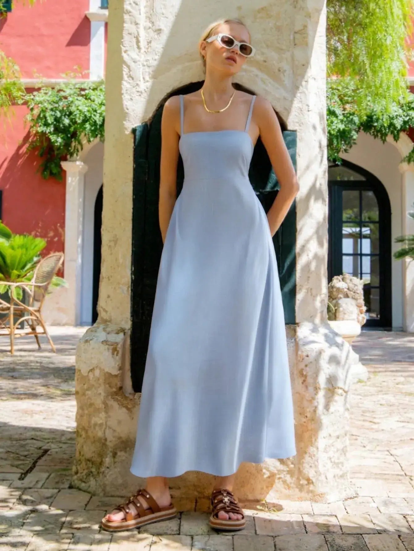 Smocked Square Neck Cami Dress