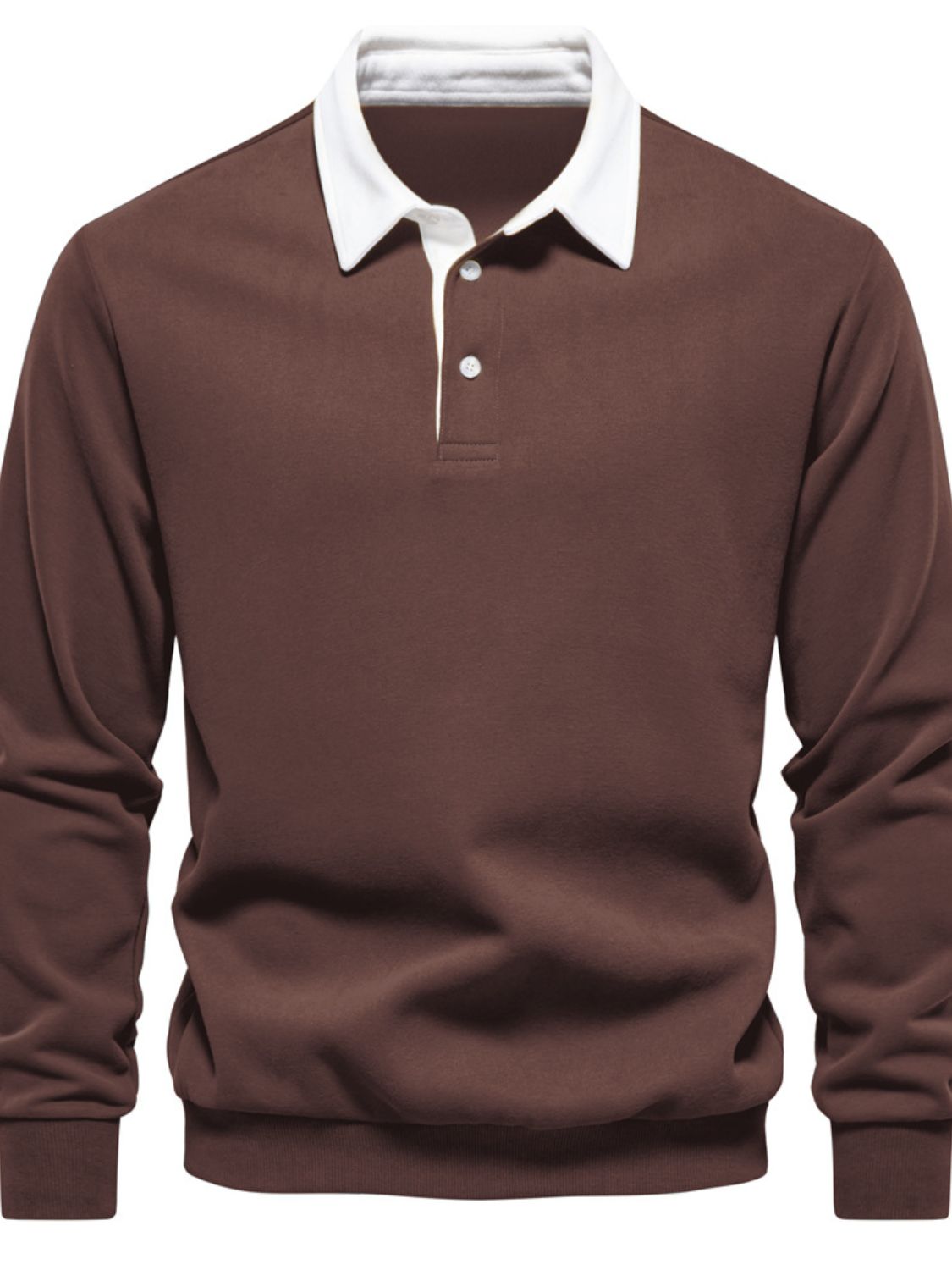 Men's Quarter Button Collared Neck Long Sleeve Polo