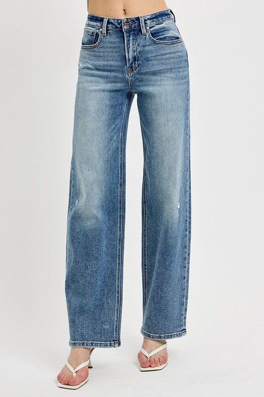 RISEN Full Size Distressed Wide Leg Jeans Plus Size - Clothes For Her Online Store