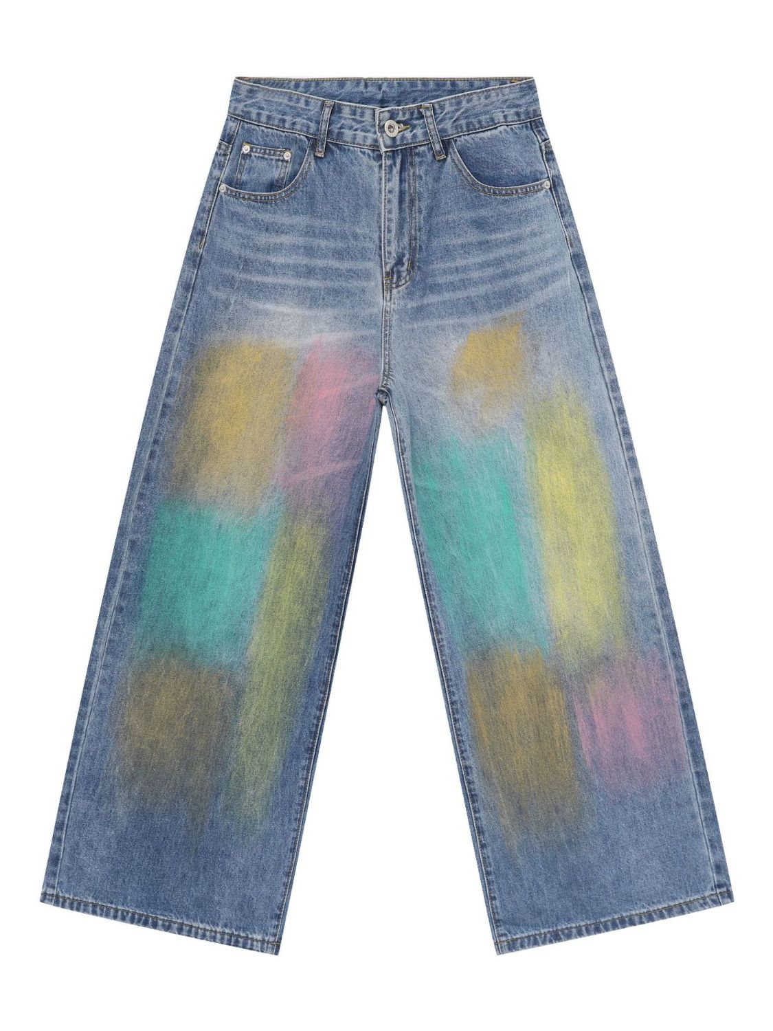 Men's Contrast Wide Leg Jeans - Clothes For Her Online Store