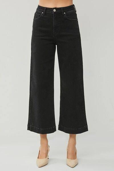 RISEN High Rise Wide Leg Ankle Jeans