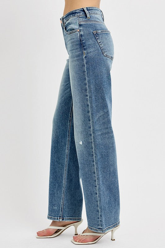 RISEN Full Size Distressed Wide Leg Jeans Plus Size - Clothes For Her Online Store