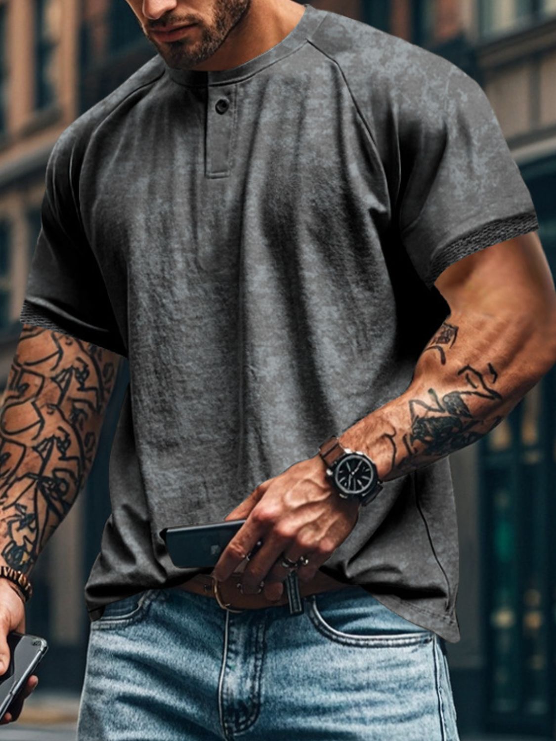 Men's Full Size Round Neck Short Sleeve T-Shirt Plus Size - Clothes For Her Online Store