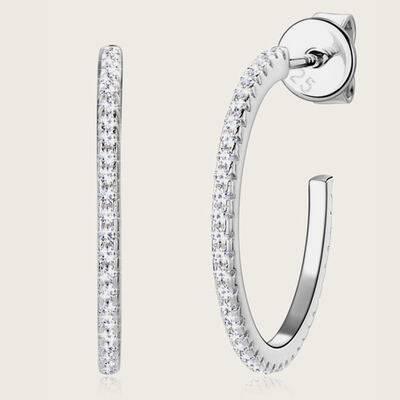 Inlaid Moissanite 925 Sterling Silver C-Hoop Earrings - Clothes For Her Online Store