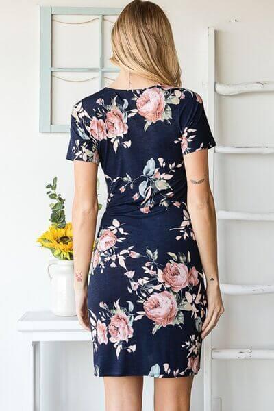 Heimish Full Size Ruched Floral Mini Dress Plus Size - Clothes For Her Online Store