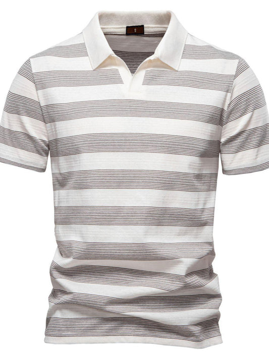 Men's Contrast Striped Short Sleeve Polo - Clothes For Her Online Store