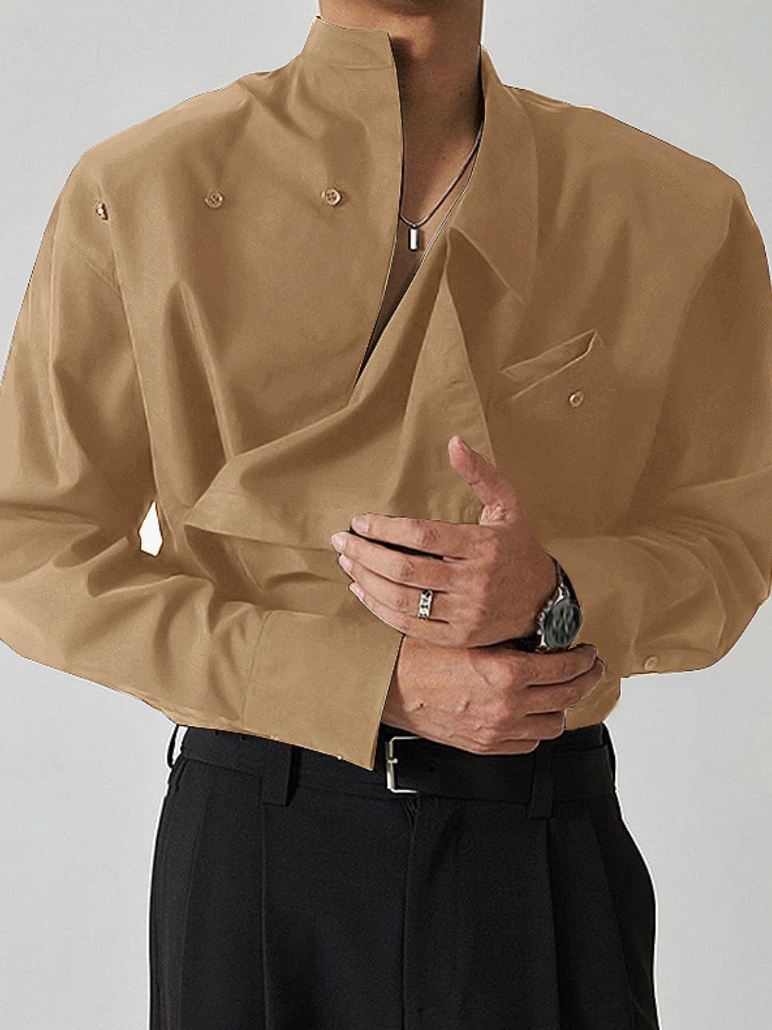 Men's Asymmetrical Long Sleeve Shirt