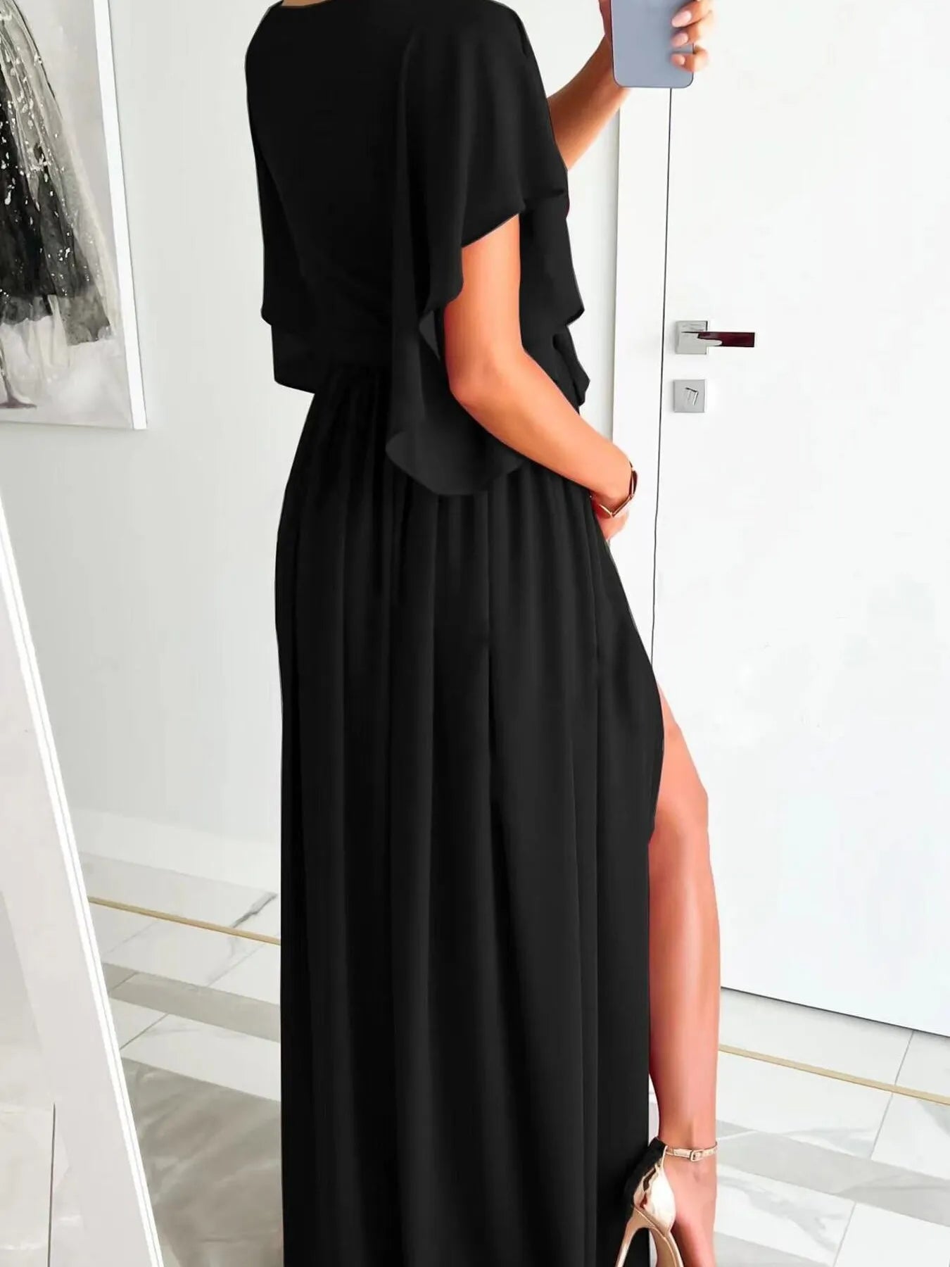 Flutter Sleeve Surplice Tie Waist Dress